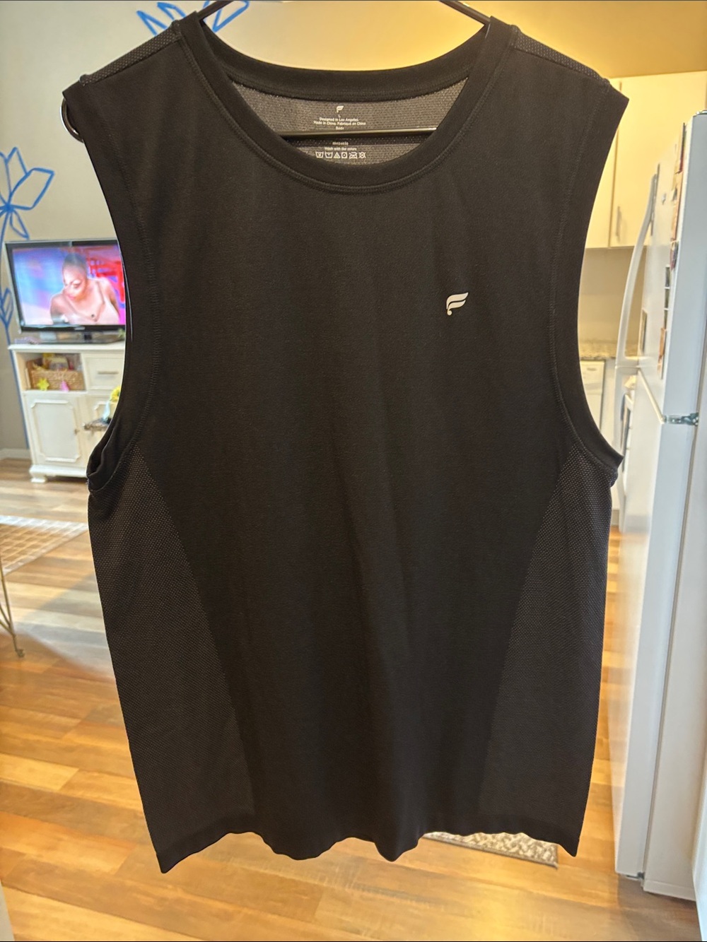 Fabletics Black Mens Muscle Tank with Reflective Logo